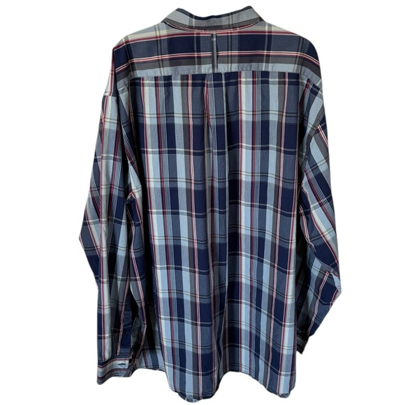 U.S. Polo Assn. Navy and Red Plaid Long Sleeve Shirt 4XLT - Picture 3 of 6